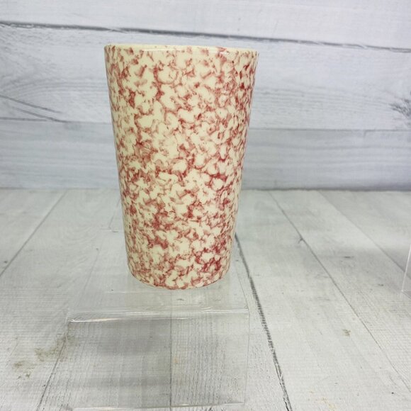 Roseville The Workshop of Gerald Henn ROSE SPONGE Red Spongeware 12 oz Tumbler - Picture 5 of 14